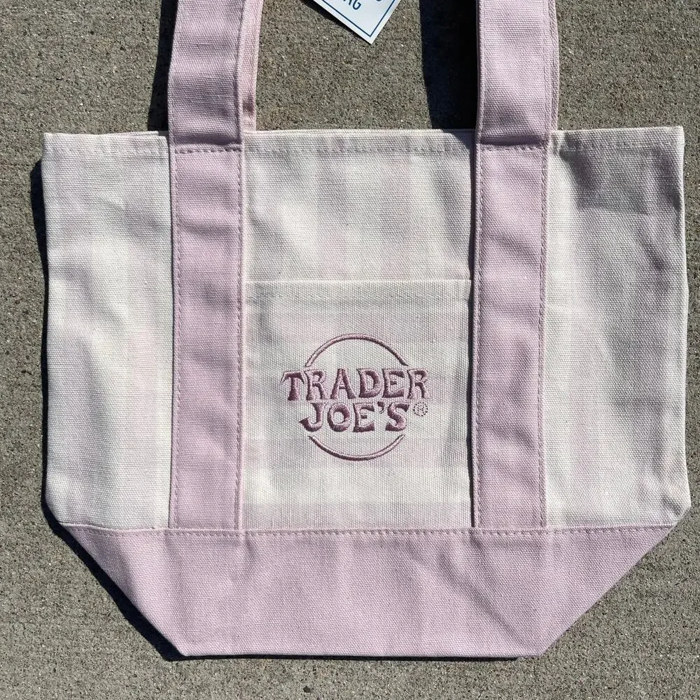 Set of 3 — Trader Joe’s Canvas MINI Tote Bags PASTEL STRIPE Blue Green Pink NWT!